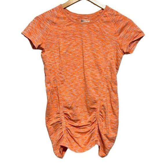 Athleta Large Heathered Orange Fastest Track Space Dye Tee - Picture 2 of 6